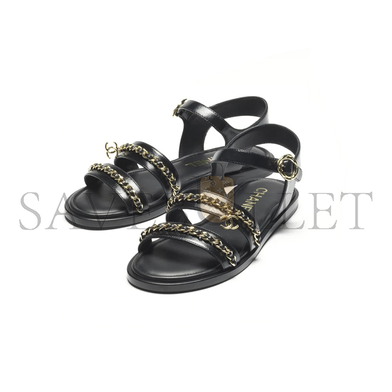 CHANEL SANDALS CALFSKIN BLACK G46801